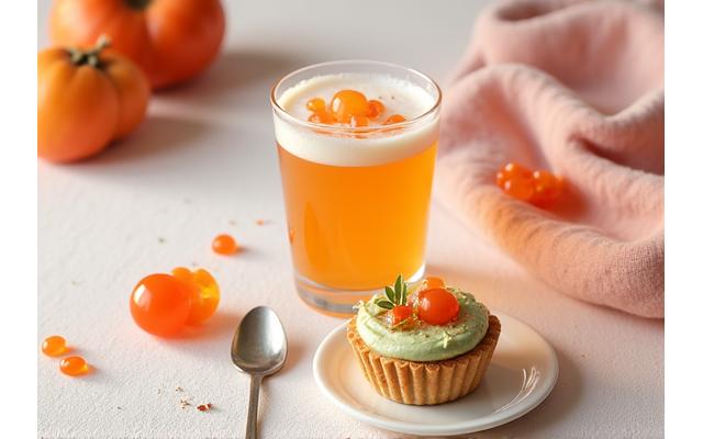 계절 음료와 시즌 한정 디저트가 아름답게 플레이팅된 세트 메뉴