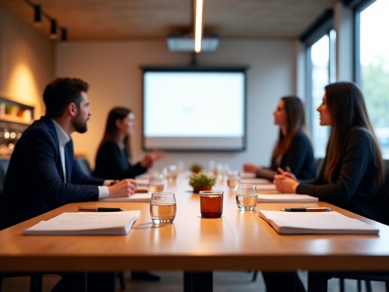카페에서 진행되는 소규모 워크숍 또는 세미나