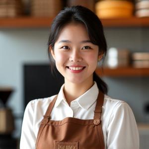 밝게 웃는 마이아로마카페 수석 바리스타 김민지