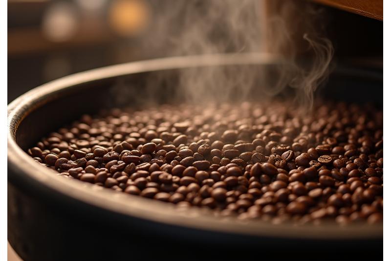 콜롬비아 농장의 생두 로스팅 과정