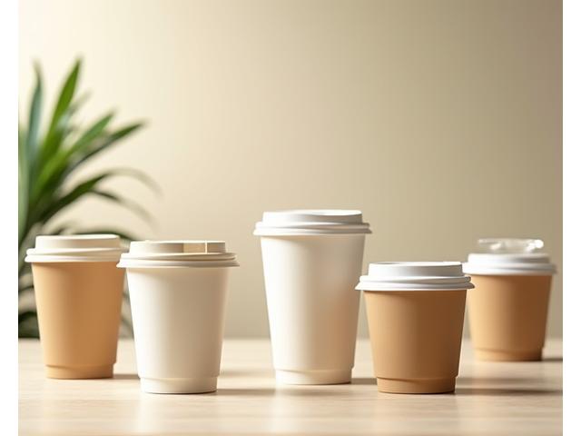 100% 생분해 가능한 테이크아웃 컵과 종이 빨대가 놓여있는 모습